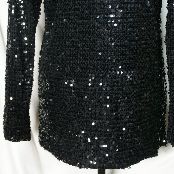 Loila Sequin Covered Open Front Cardigan Women's Small Lined Long Sleeve Evening - Picture 9 of 15